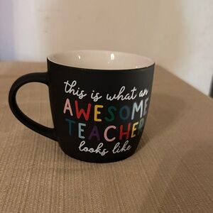 Black Teacher Mug with Colorful Text